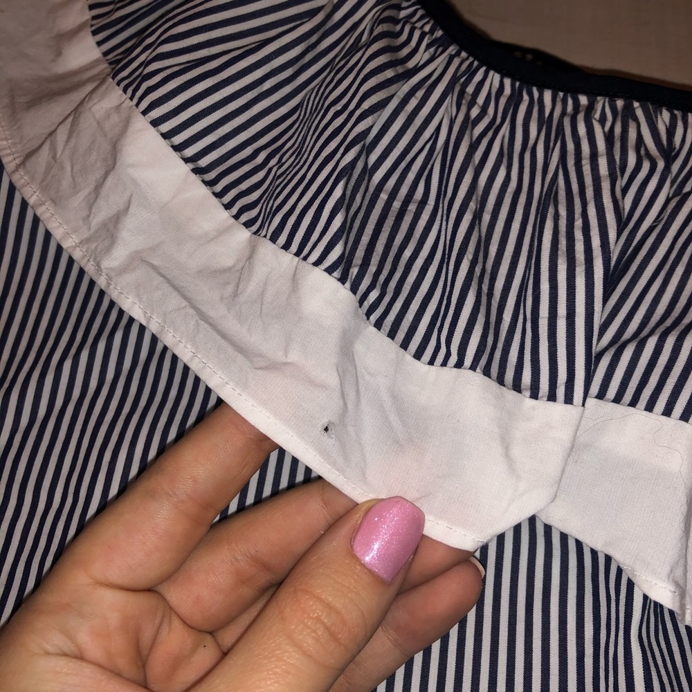 J. Crew Ruffle Striped One Shoulder Top - Picture 5 of 6